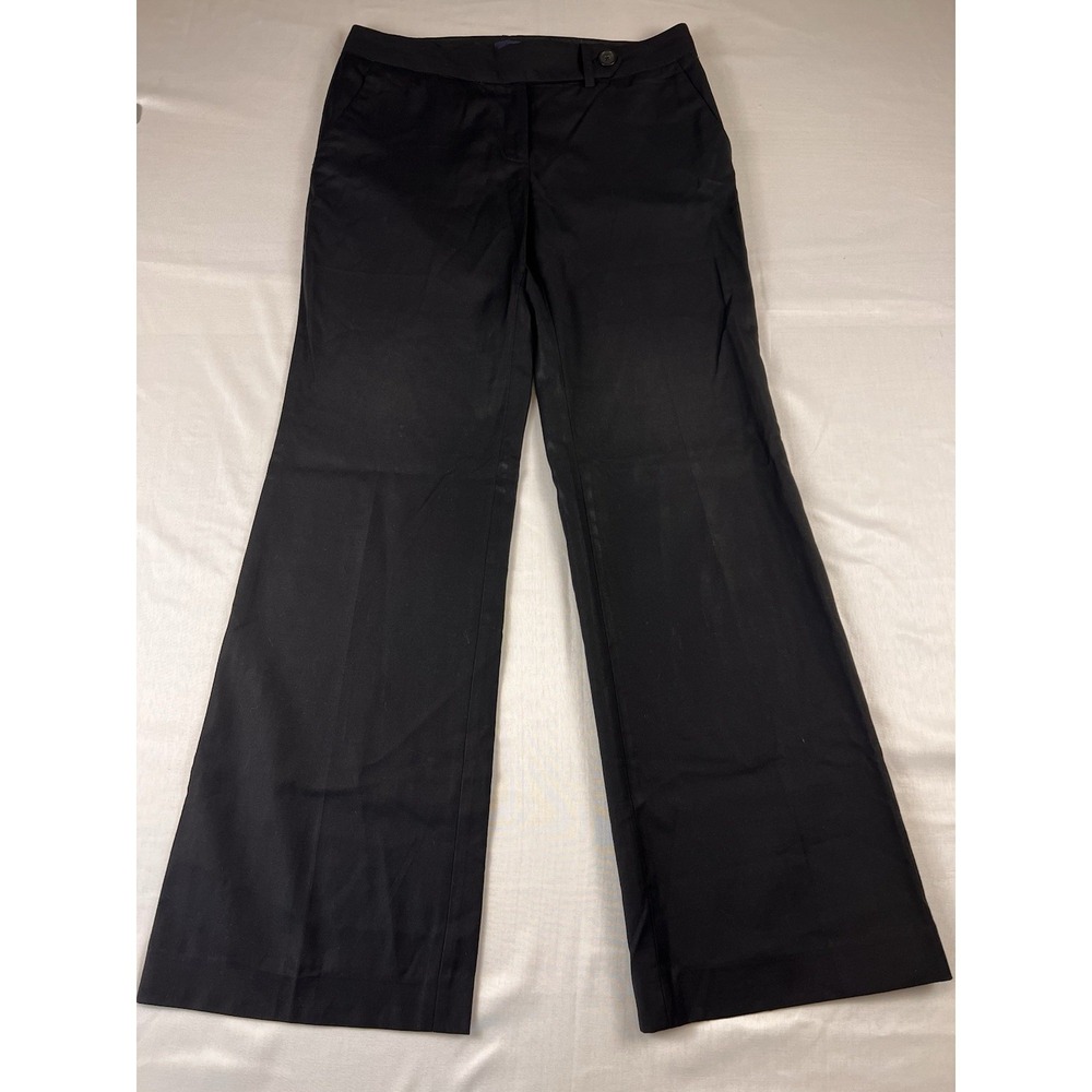 J Crew Favorite Fit Trouser Pants Petite 4P Wool Black Wide Leg Career Office